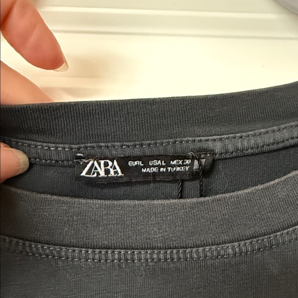 NWT Zara Rhinestone embellished oversized t shirt grey size large - Picture 3 of 8